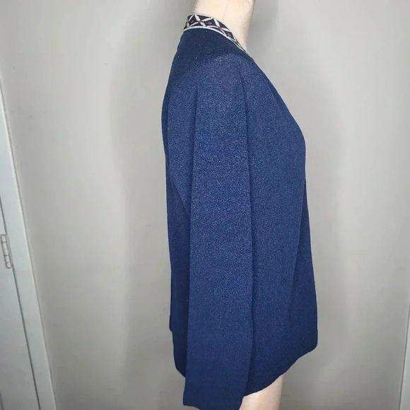 Vintage Talbott Traveler Blue Cardigan Geomtric Pattern Womens Size Medium - Picture 5 of 7